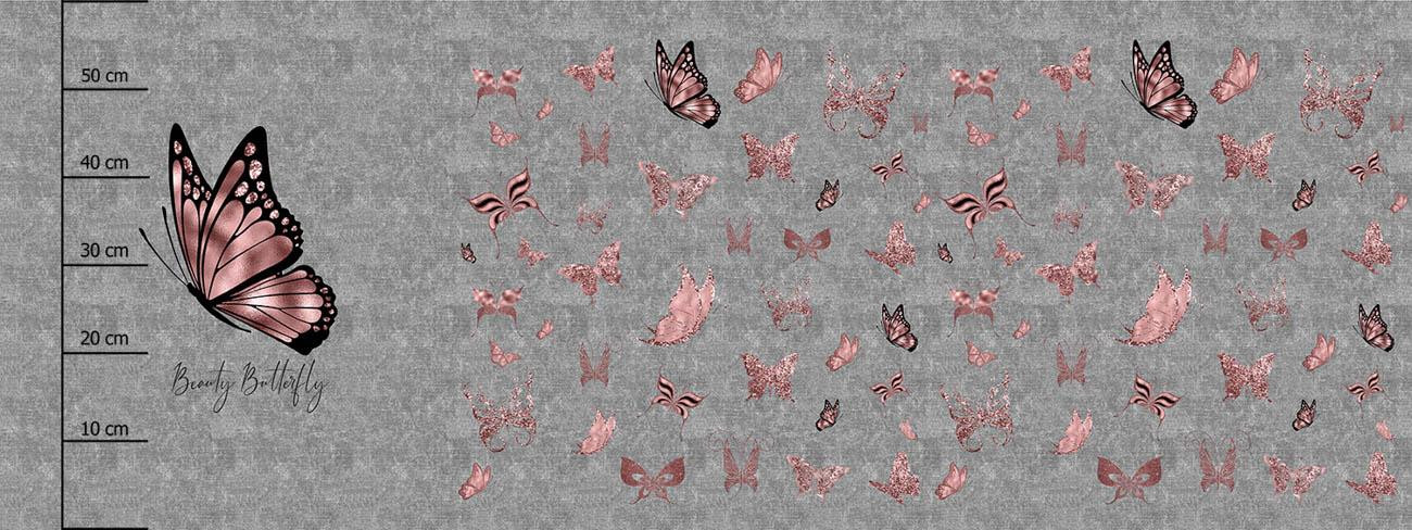 BEAUTY BUTTERFLY (BROKATOWE MOTYLE) / ACID WASH SZARY - PANEL PANORAMICZNY (60 x 155cm)