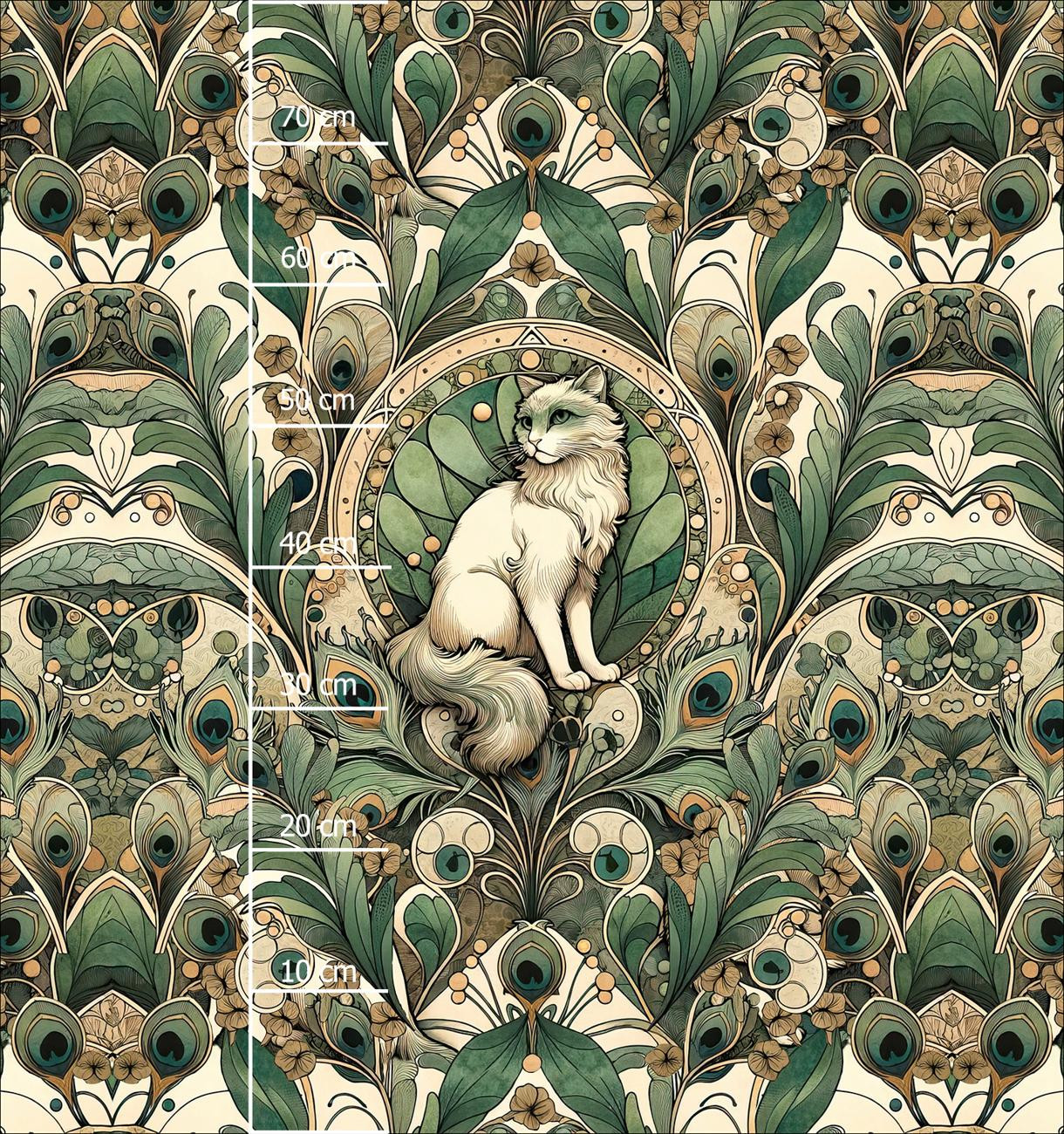 ART NOUVEAU CATS & FLOWERS WZ. 1 - panel (75cm x 80cm) Panama 220g