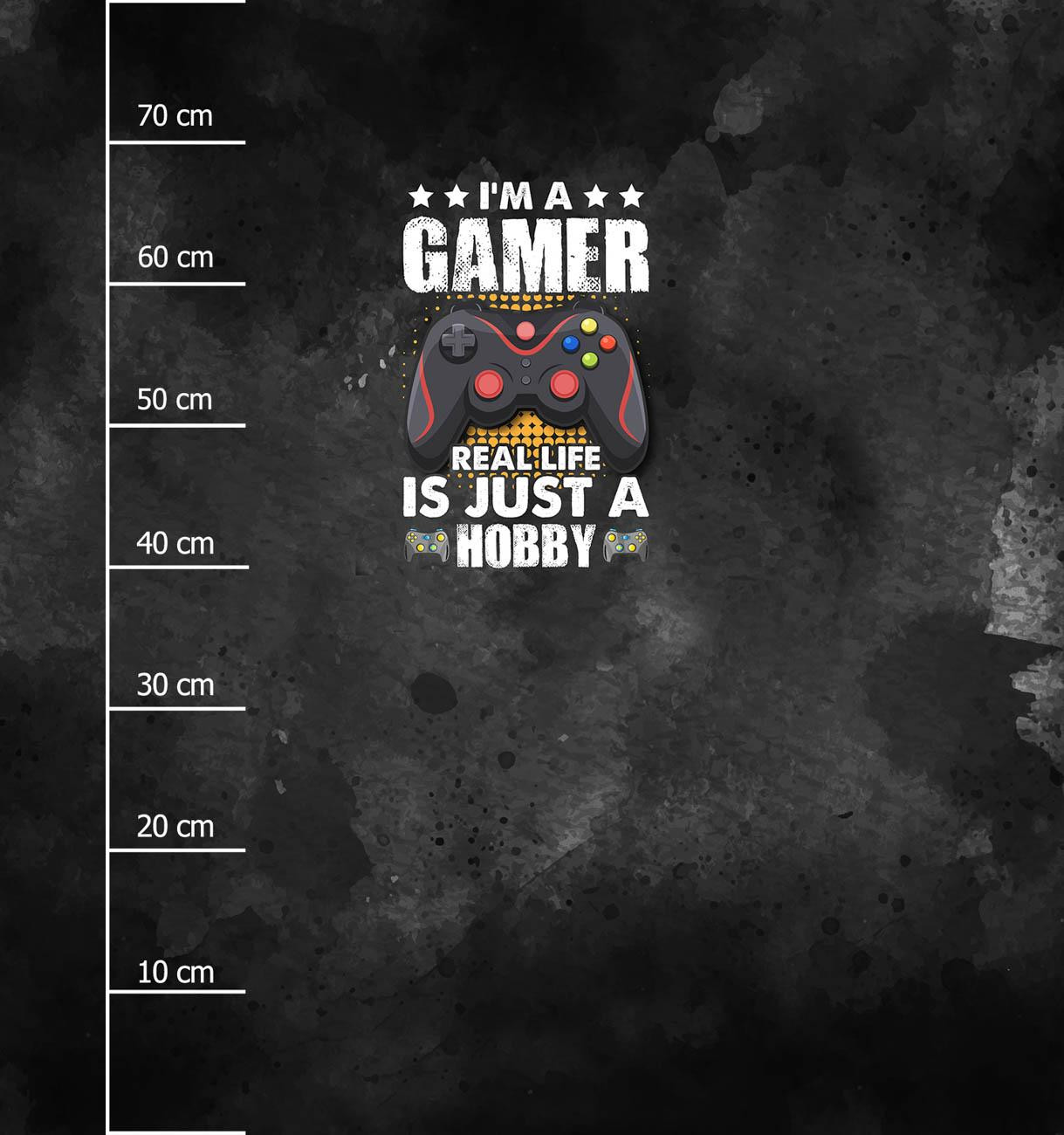 GAMER / czarny - PANEL (75cm x 80cm) lycra 300g