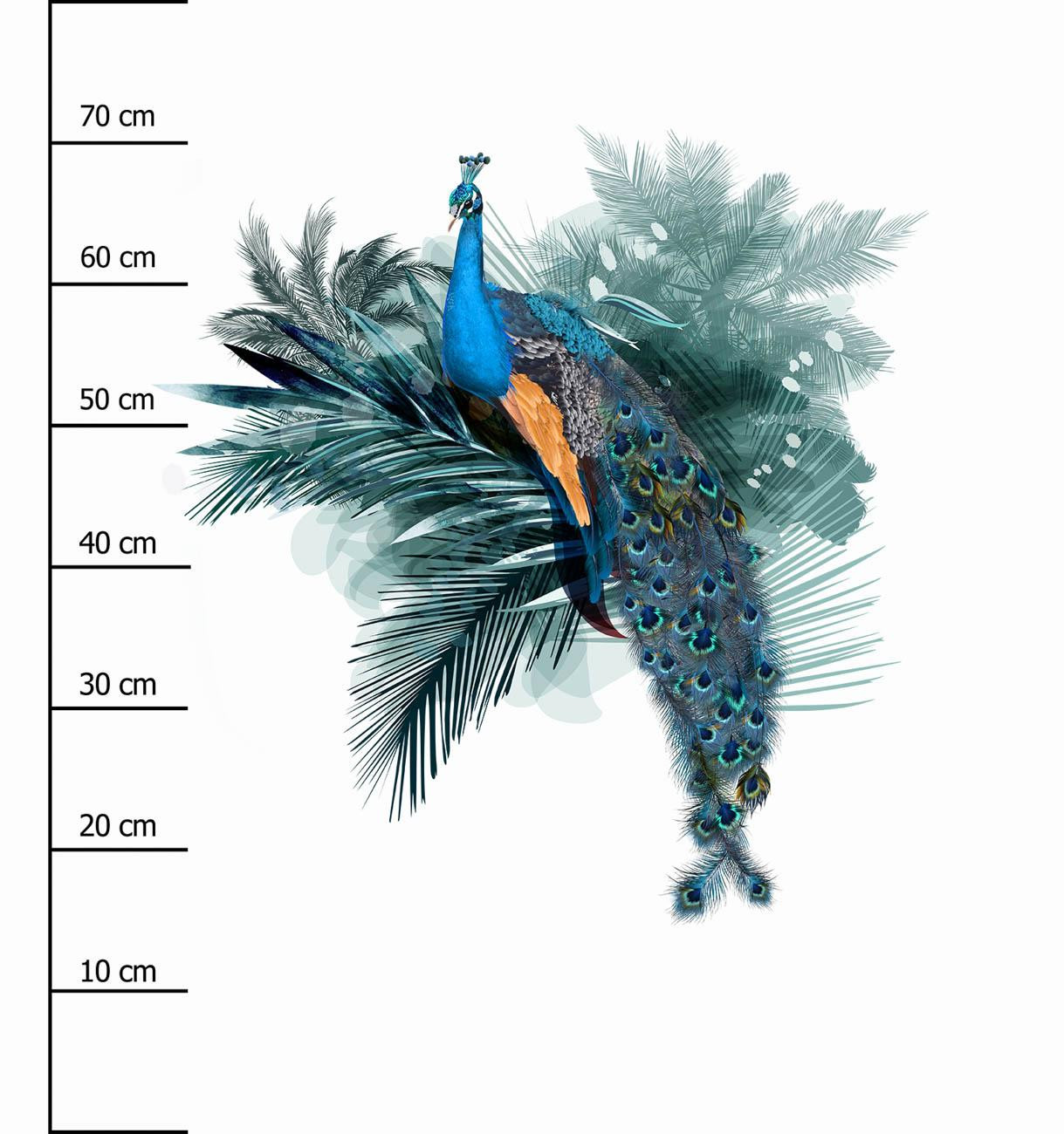 WATERCOLOR PEACOCK - PANEL (75cm x 80cm) Hydrofobowa dzianina drapana