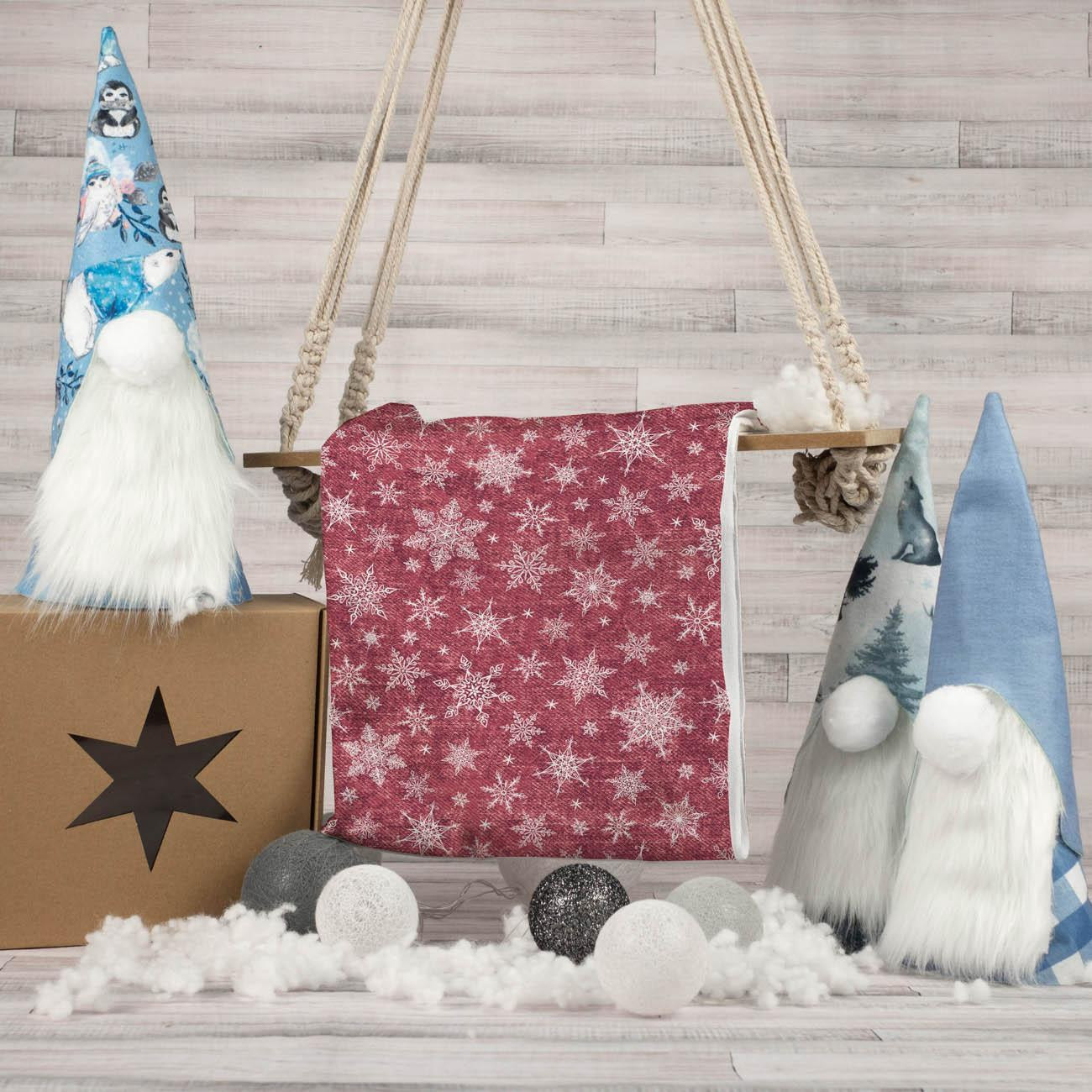 ŚNIEŻYNKI WZ.2 / ACID WASH BORDOWY  - dresówka pętelkowa