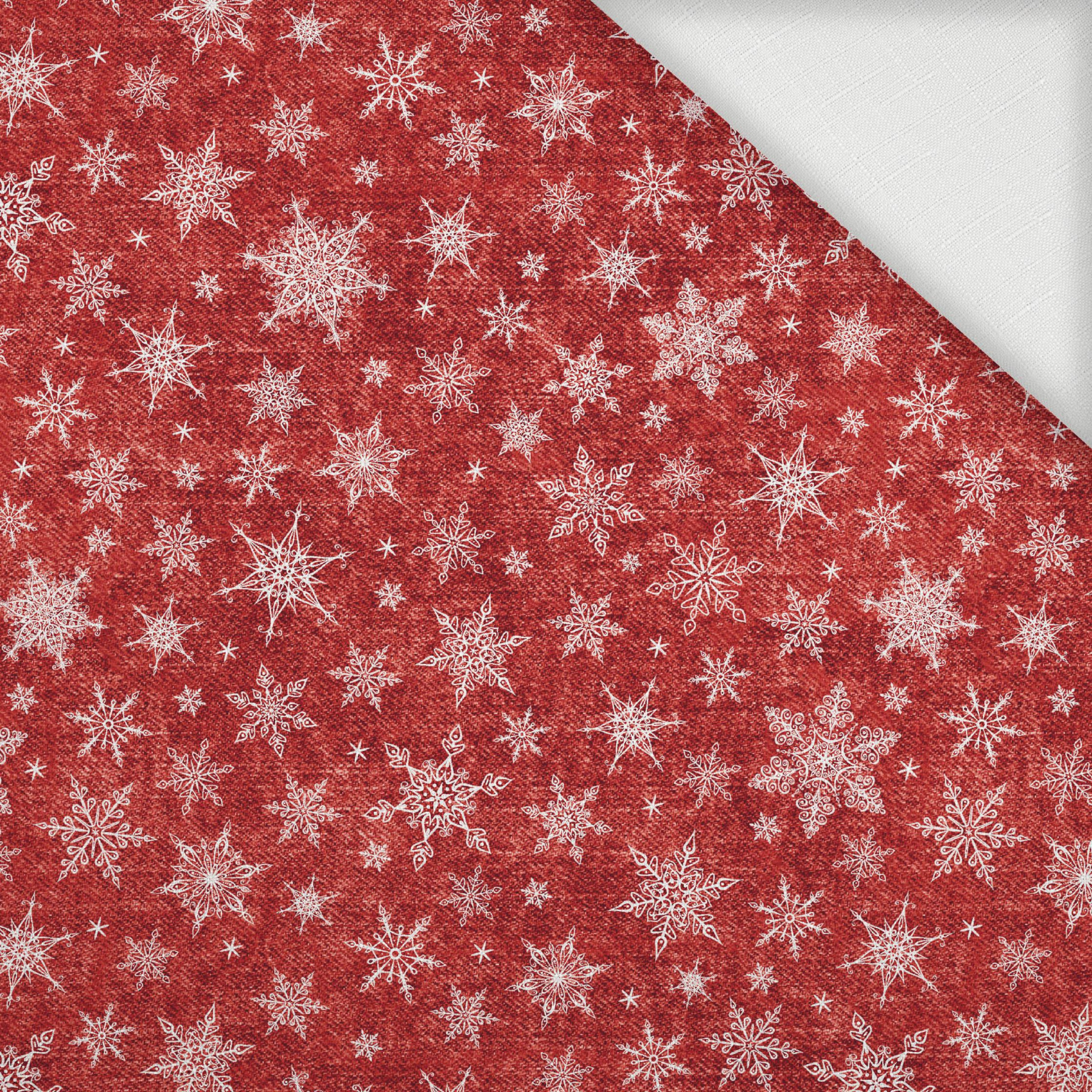 ŚNIEŻYNKI WZ.2 / ACID WASH CZERWONY - Tkanina na obrusy
