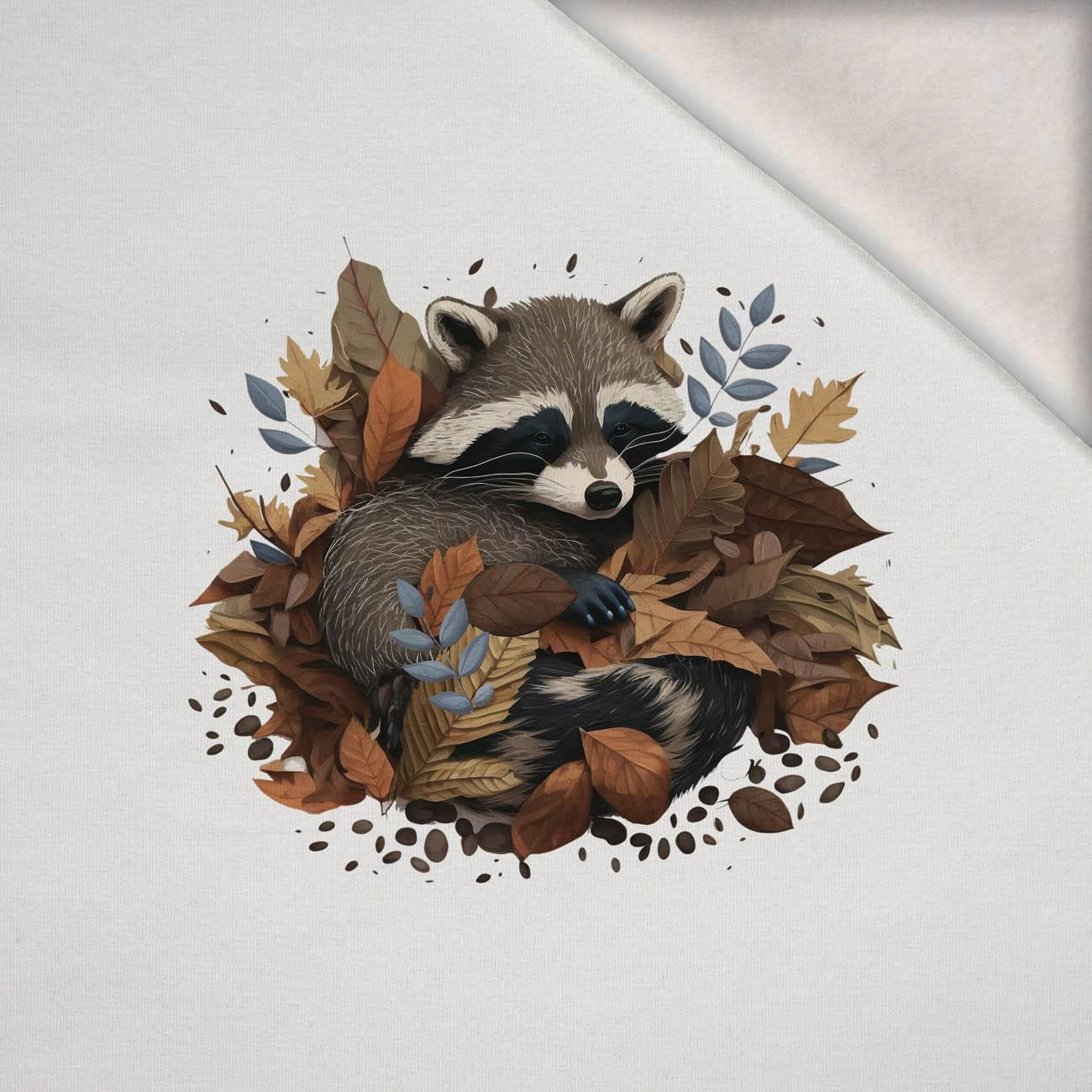 SLEEPING RACCOON - PANEL (60cm x 50cm) dzianina drapana z elastanem ITY