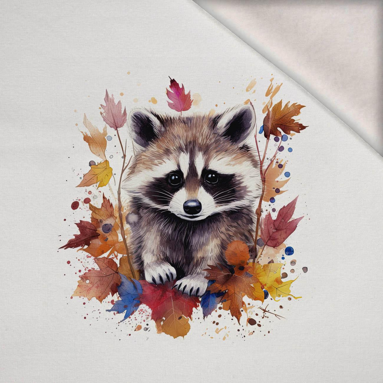 WATERCOLOR RACCOON WZ. 2 - PANEL (60cm x 50cm) dzianina drapana z elastanem ITY