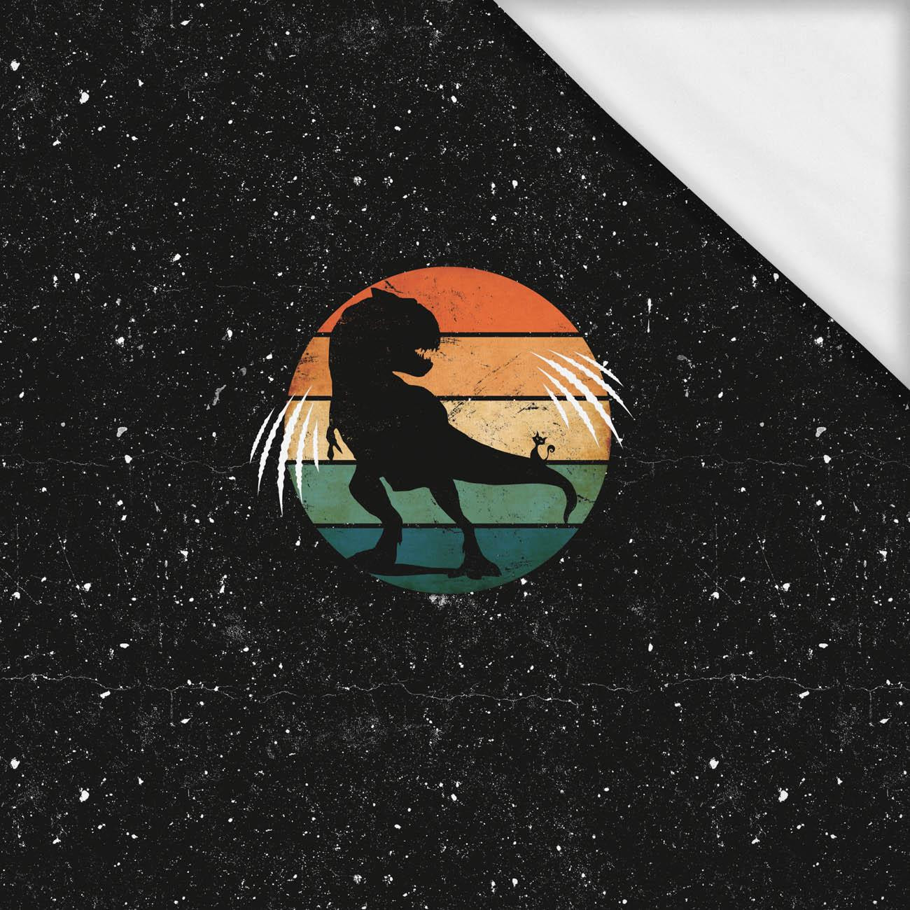 TYRANOZAUR / czarny - PANEL (60cm x 50cm) SINGLE JERSEY ITY