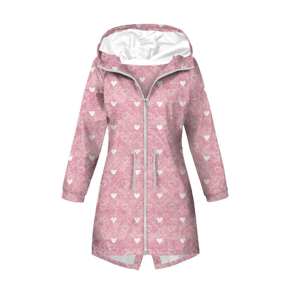PARKA DAMSKA (ANNA) - SERDUSZKA I ROMBY / przecierany jeans (Róż kwarcowy) - zestaw do uszycia