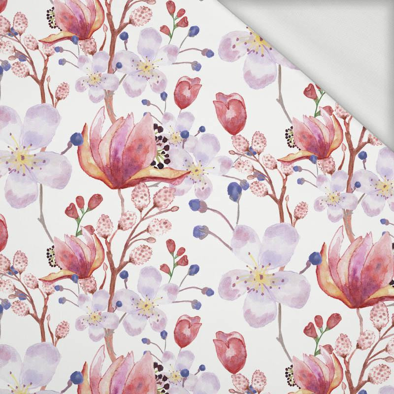 KWIATY JABŁONI I MAGNOLIE wz. 2 (KWITNĄCA ŁĄKA) - dresówka pętelkowa