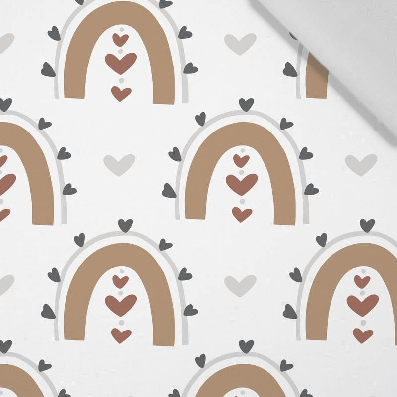 WALENTYNKOWA TĘCZA wz. 6 / biały (TĘCZE I SERCA) - tkanina bawełniana