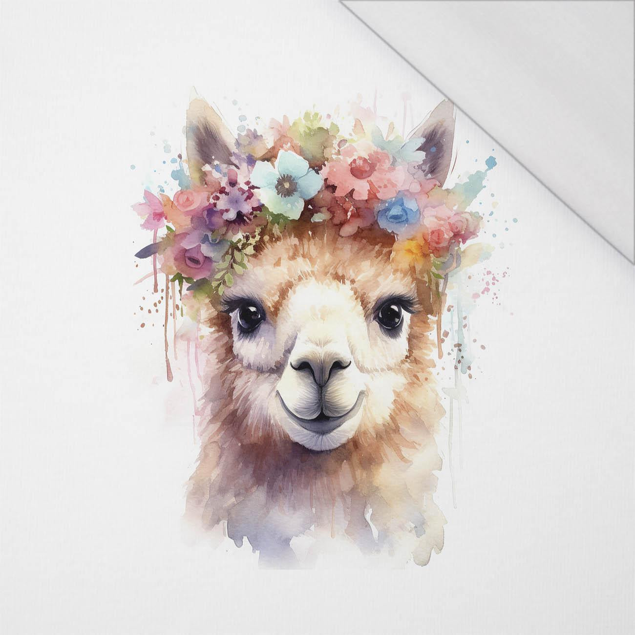 WATERCOLOR LAMA - PANEL (60cm x 50cm) SINGLE JERSEY