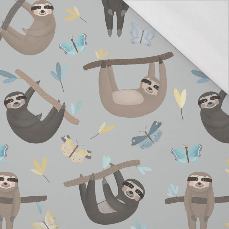 LENIWCE / motylki (LENIWCE) / szary - single jersey z elastanem 