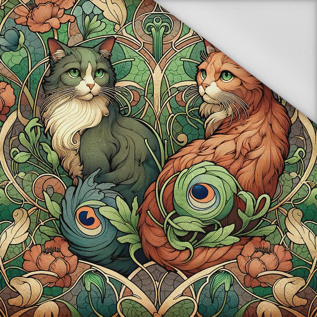 ART NOUVEAU CATS & FLOWERS WZ. 3 - tkanina wodoodporna