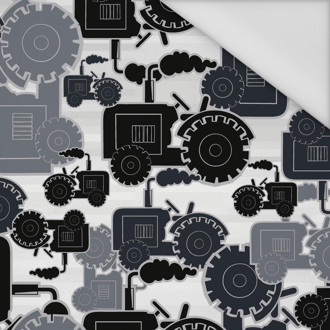 TRAKTORY / szare  - tkanina wodoodporna