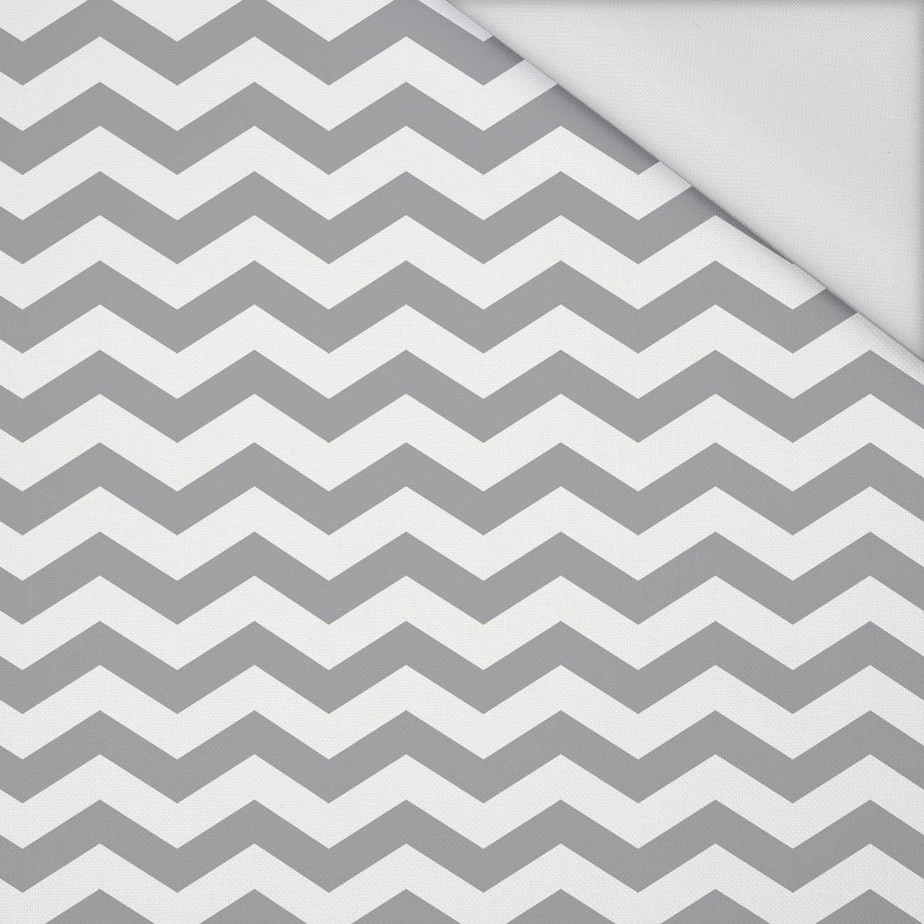 ZYGZAKI / szary - tkanina wodoodporna