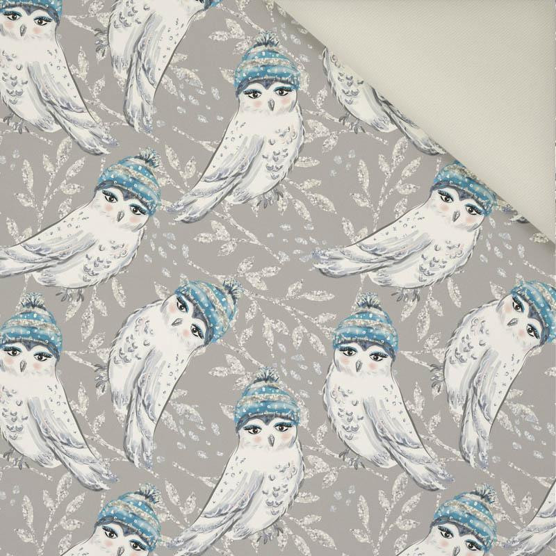 50CM SOWY W CZAPKACH (ZACZAROWANA ZIMA)- Welur tapicerski