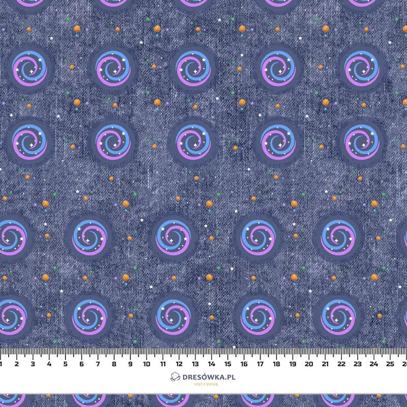 PRZESTRZEŃ KOSMICZNA (WYPRAWA W KOSMOS) / ACID WASH GRANATOWY - tkanina bawełniana