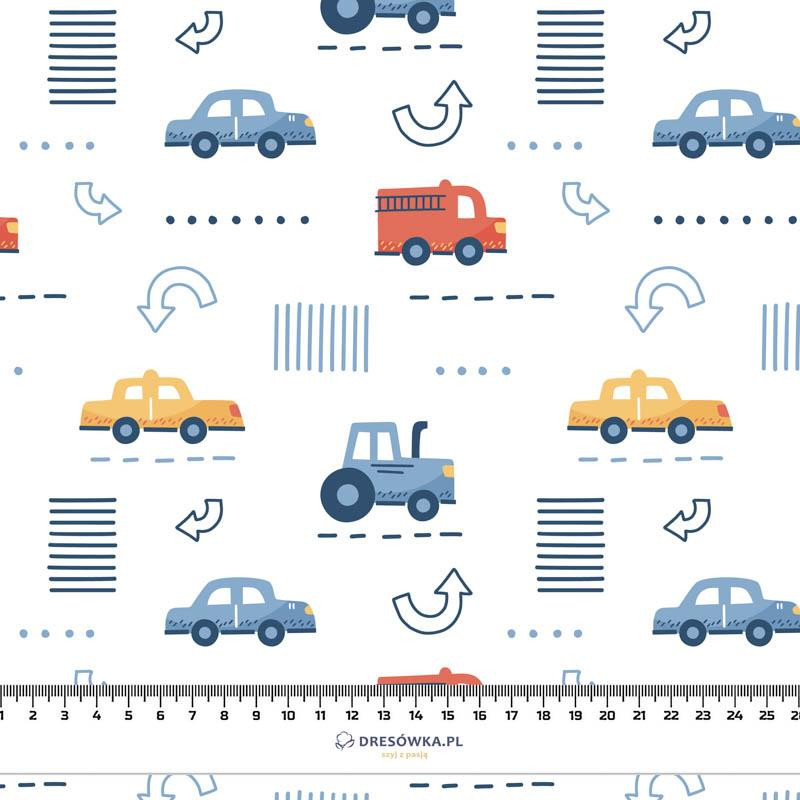 POJAZDY wz. 2 / biały (ADVENTURE BEGINS) - single jersey z elastanem 