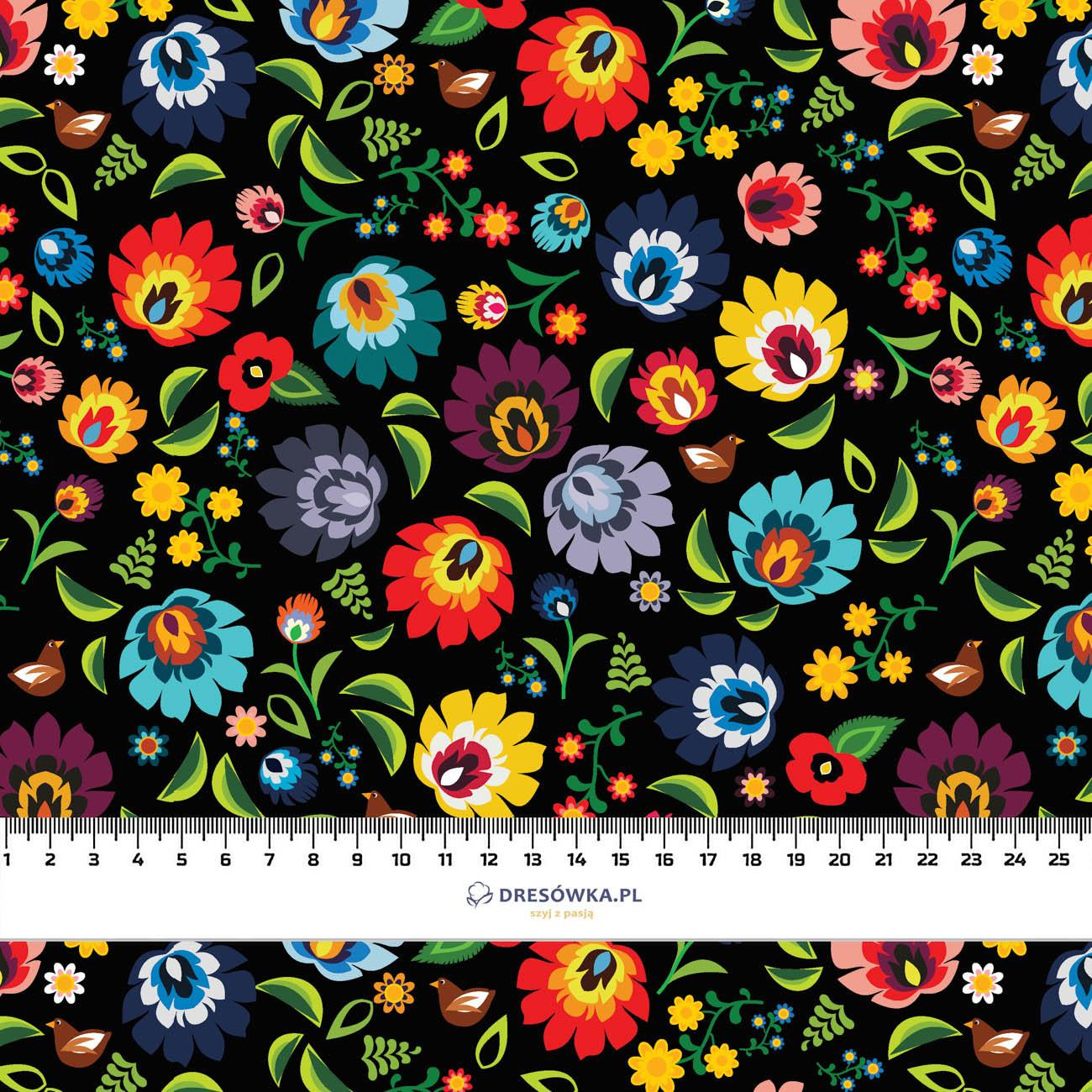 MINI FOLK ŁOWICKI / czarny- single jersey z elastanem ITY