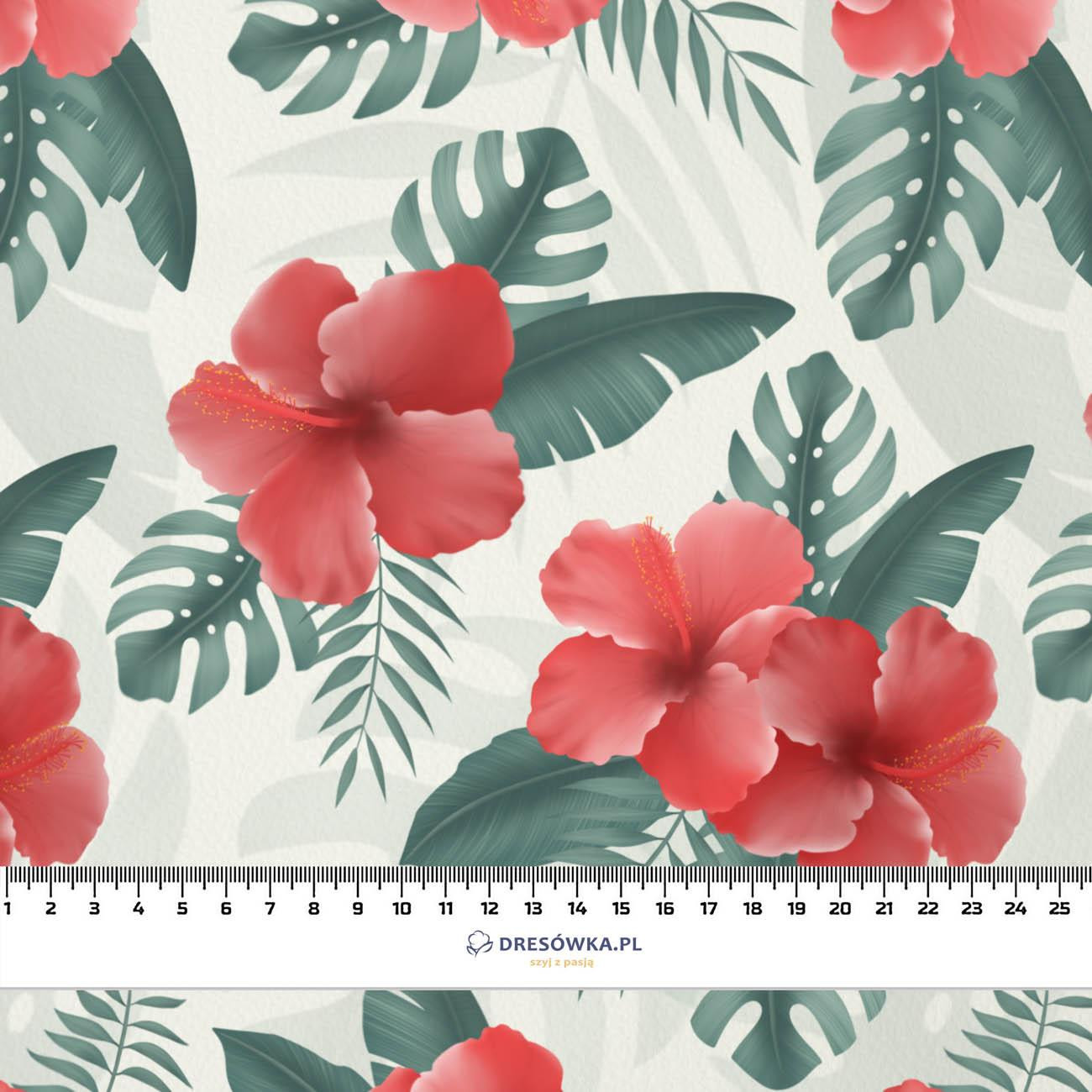 HIBISKUS wz. 2 / czerwony  - tkanina wiskozowa