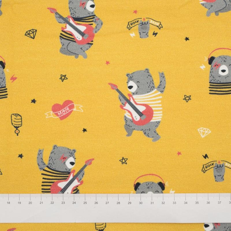 Rock N Roll bear / musztardowy - dresówka pętelkowa 