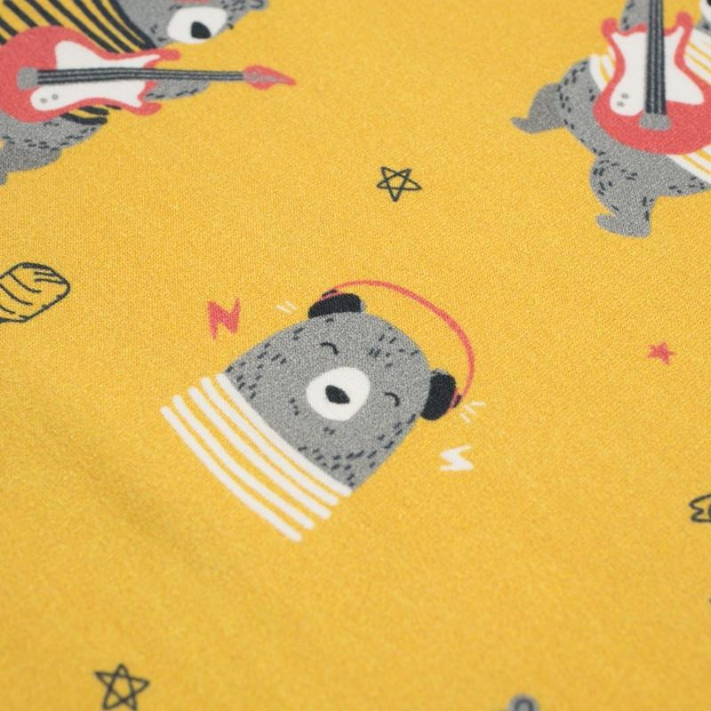 Rock N Roll bear / musztardowy - dresówka pętelkowa 