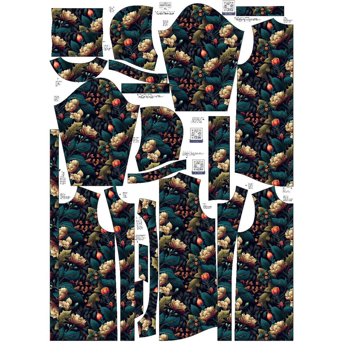 PARKA DAMSKA (ANNA) - FLOWERS wz.22 -  zestaw do uszycia