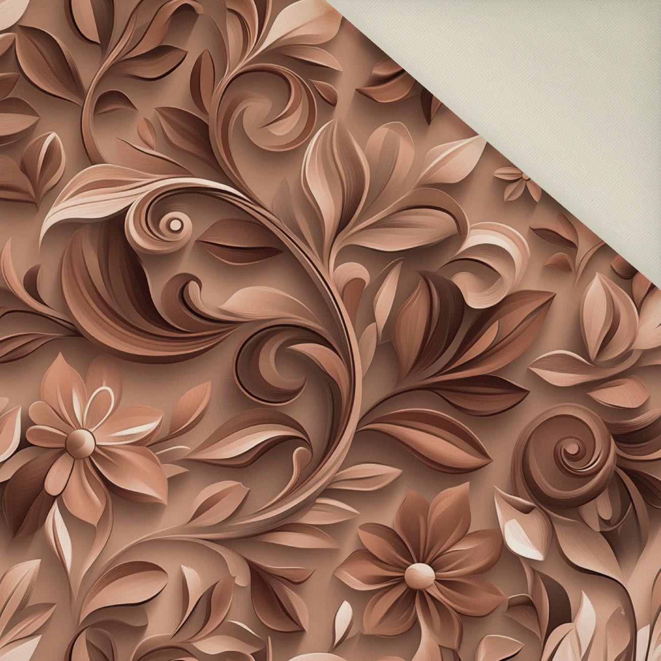 FLOWERS WZ.2/ Mocha Mousse - Welur tapicerski