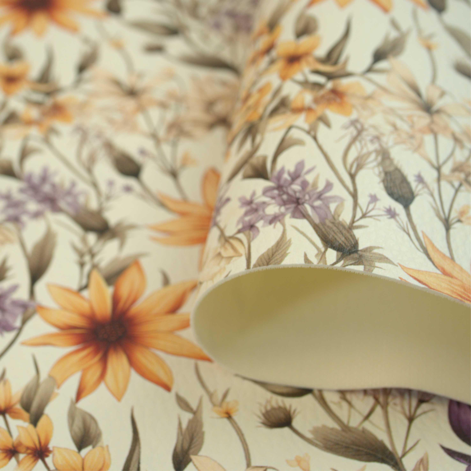 FLOWERS wz.5 (46 cm x 50 cm) - gruba ekoskóra tłoczona