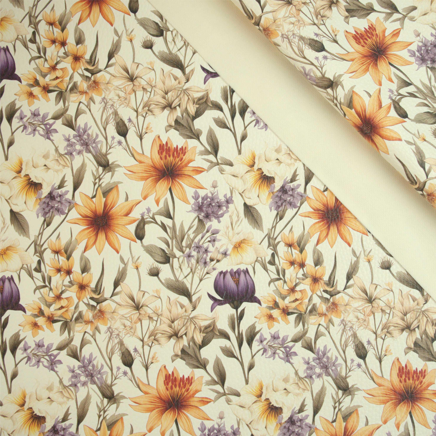 FLOWERS wz.5 (46 cm x 50 cm) - gruba ekoskóra tłoczona