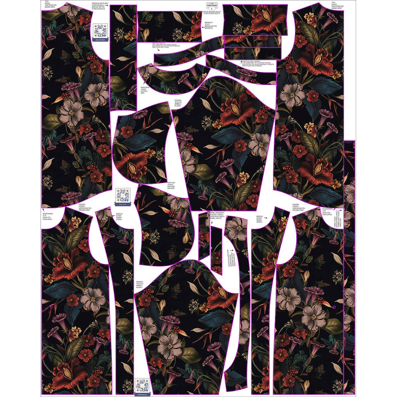 PARKA DAMSKA (ANNA) - FLOWERS WZ.62 - zestaw do uszycia