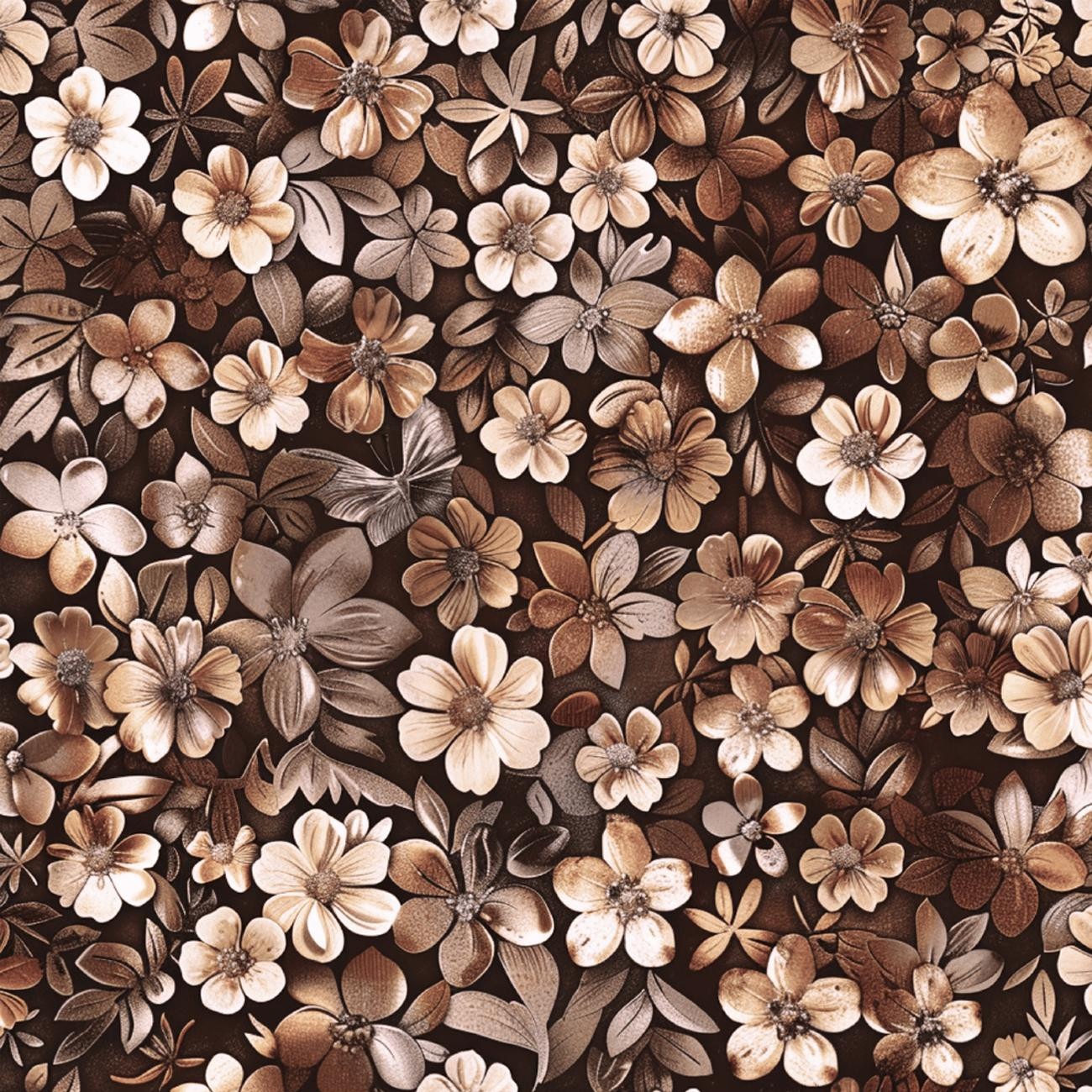 FLOWERS WZ.8/ Mocha Mousse  - dresówka pętelkowa