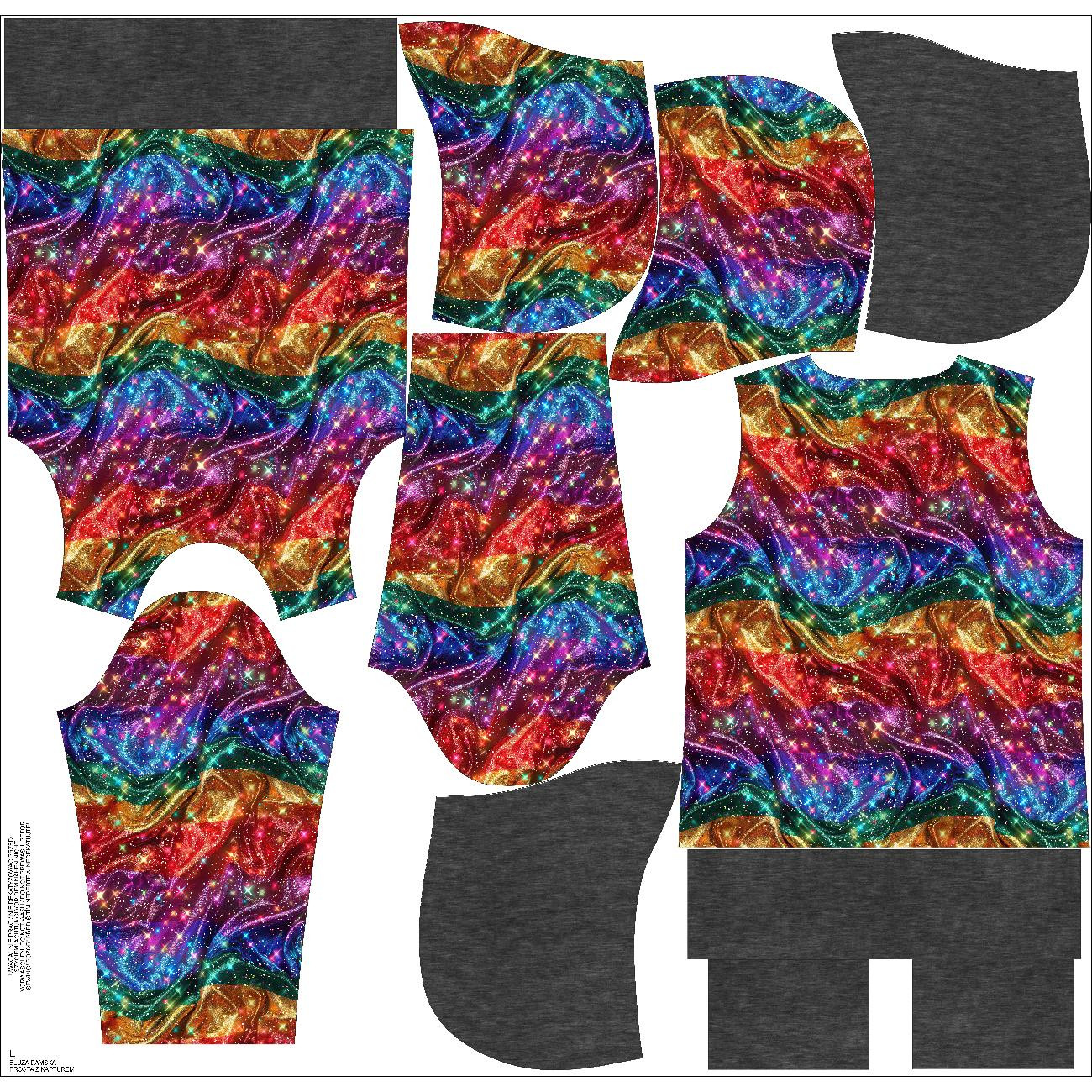 BLUZA DAMSKA (POLA) CLASSIC Z KAPTUREM - HOLOGRAPHIC RAINBOW wz. 5 - zestaw do uszycia