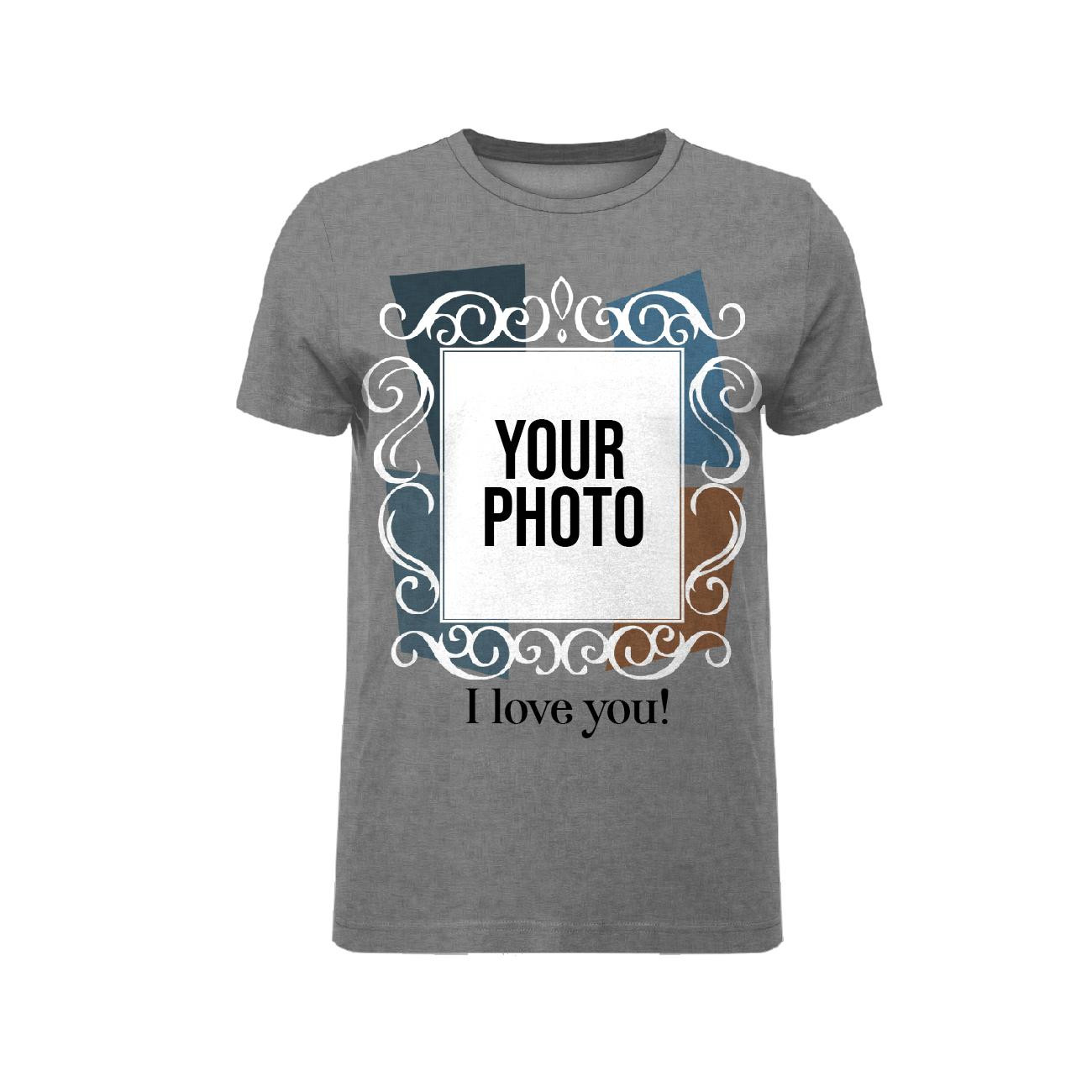 MĘSKI T-SHIRT - I LOVE YOU - Z WŁASNYM ZDJĘCIEM - ZESTAW DO USZYCIA