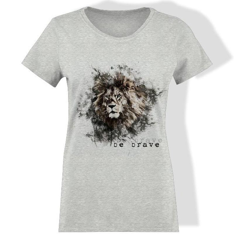 T-SHIRT DAMSKI - BE BRAVE (BE YOURSELF) / M-01 melanż jasnoszary - single jersey