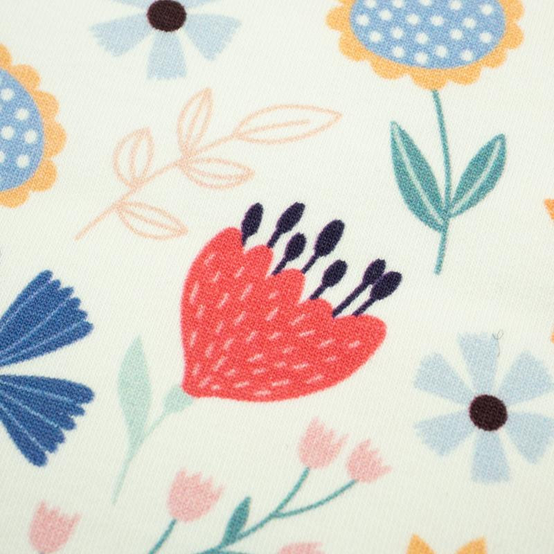 KOLOROWE KWIATKI / waniliowy - dresówka pętelkowa 