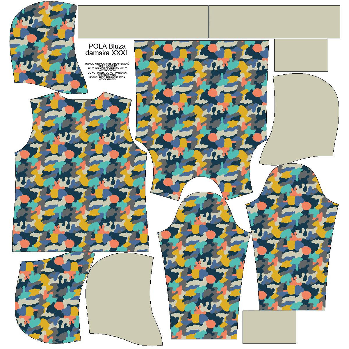 BLUZA DAMSKA (POLA) CLASSIC Z KAPTUREM - KOLOROWE MORO wz. 2 - dzianina pętelkowa 