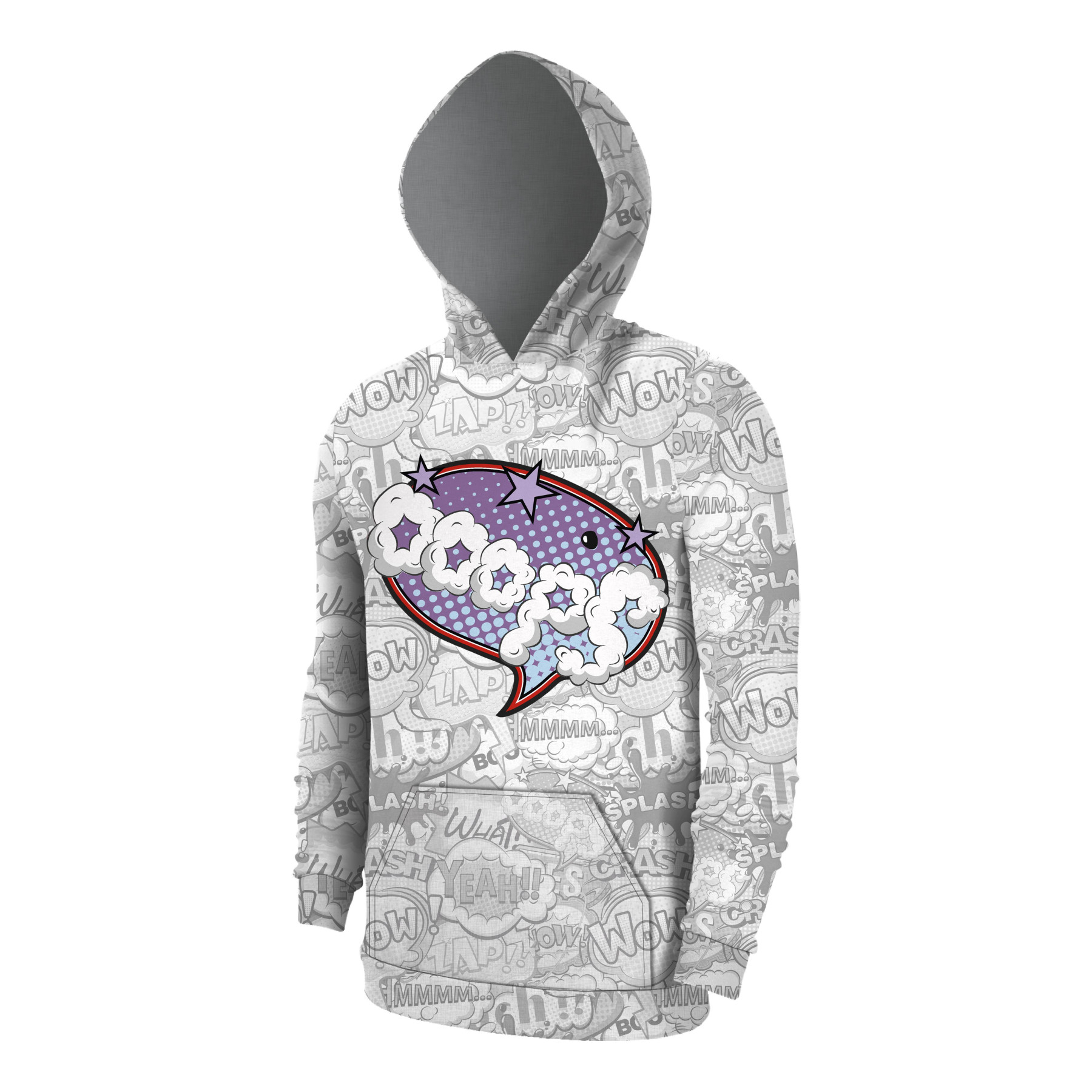 MĘSKA BLUZA Z KAPTUREM (COLORADO) - KOMIKS / ooops (fioletowo - czerwony) - zestaw do uszycia