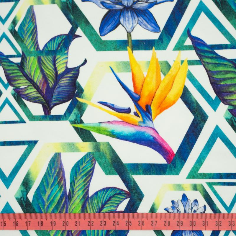 KWIATY W HEKSAGONACH - dresówka pętelkowa SP250