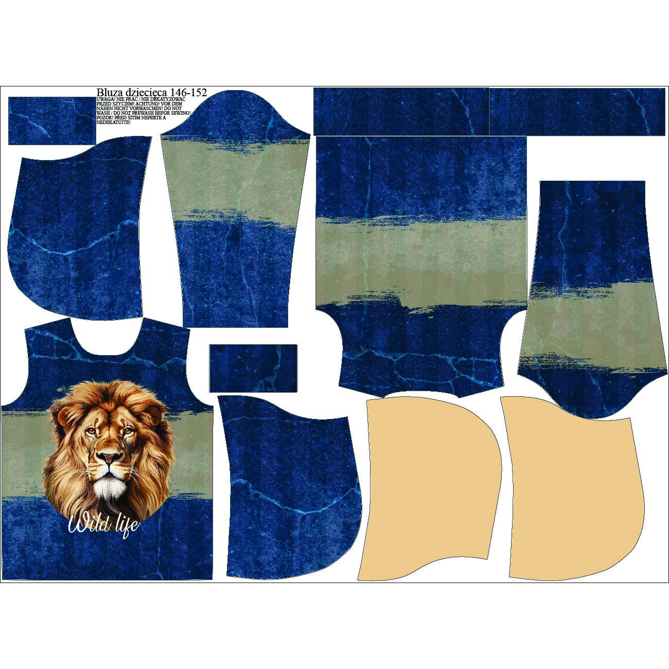 DZIECIĘCA BLUZA Z KAPTUREM (ALEX) - LION - zestaw do uszycia