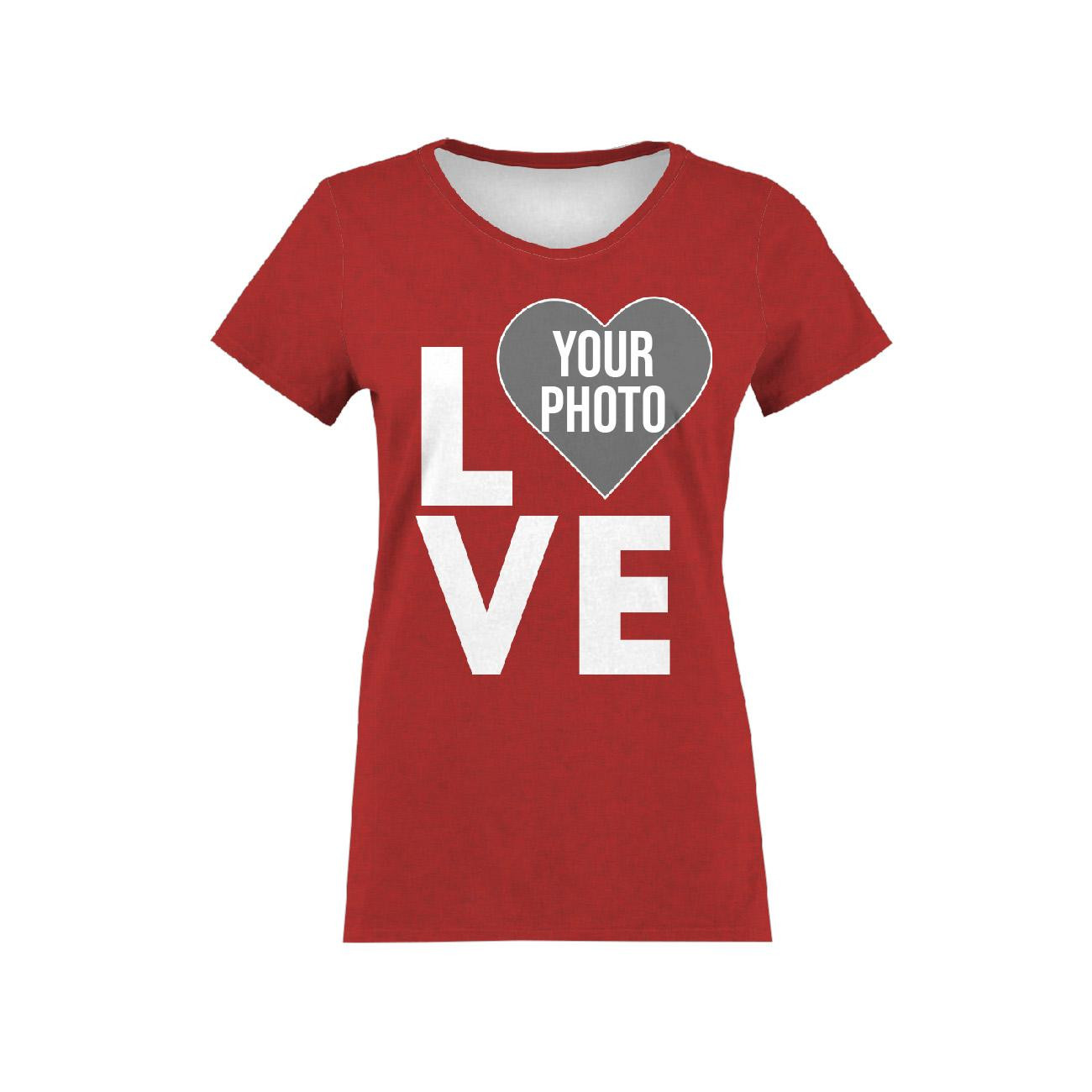 DAMSKI T-SHIRT - LOVE - Z WŁASNYM ZDJĘCIEM - ZESTAW DO USZYCIA 