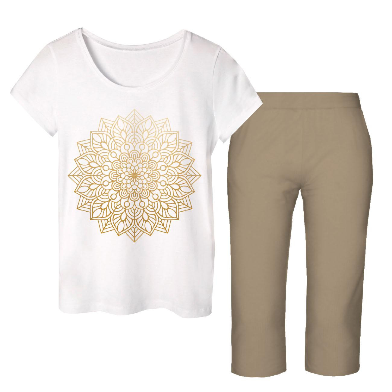PIŻAMA-T-SHIRT "LINDA" - ZŁOTA MANDALA - zestaw do uszycia