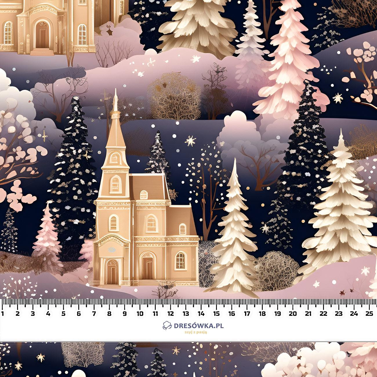 Pink Vintage Christmas wz. 2 - lekka dzianina drapana