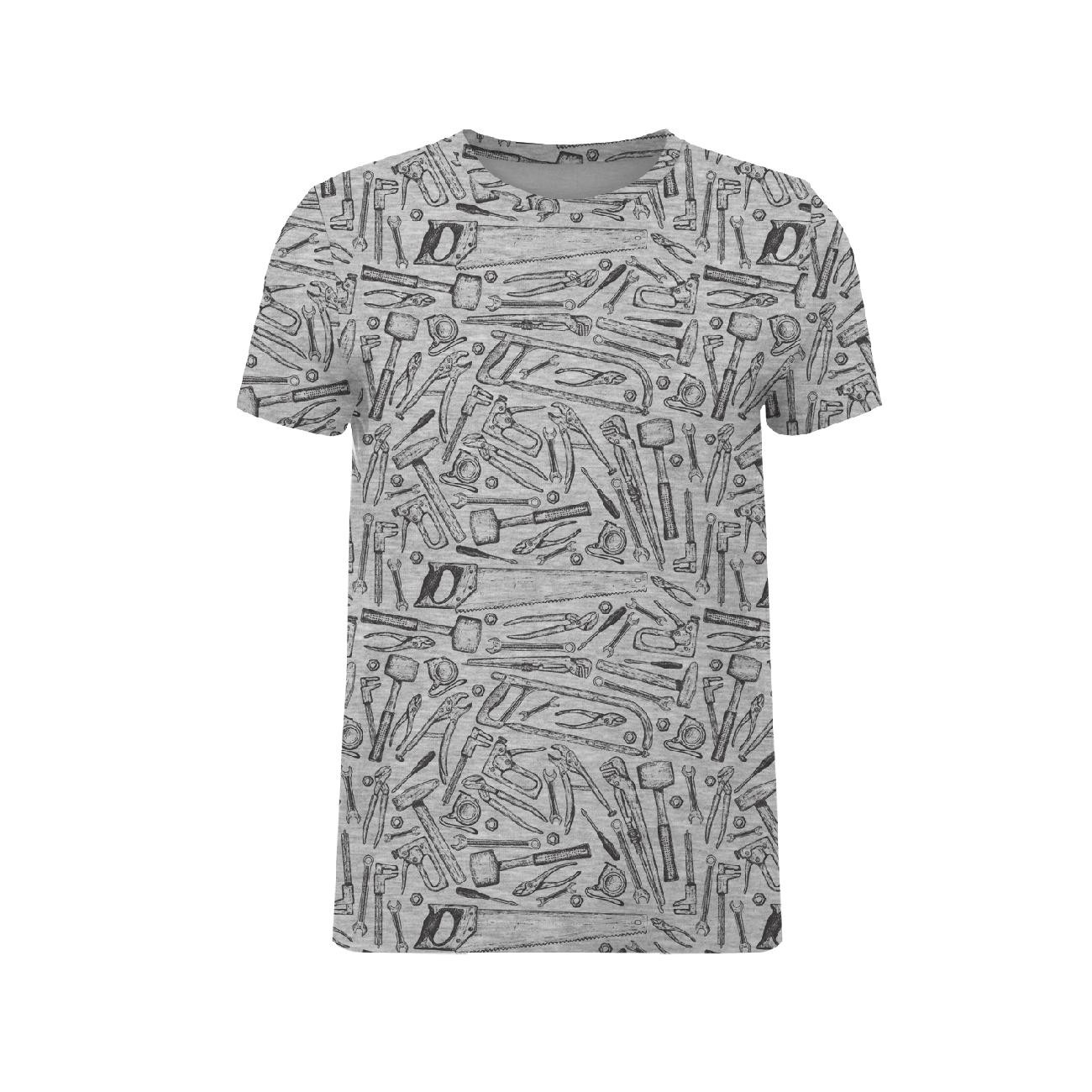 T-SHIRT MĘSKI - NARZĘDZIA (szary) / M-01 melanż jasnoszary- single jersey
