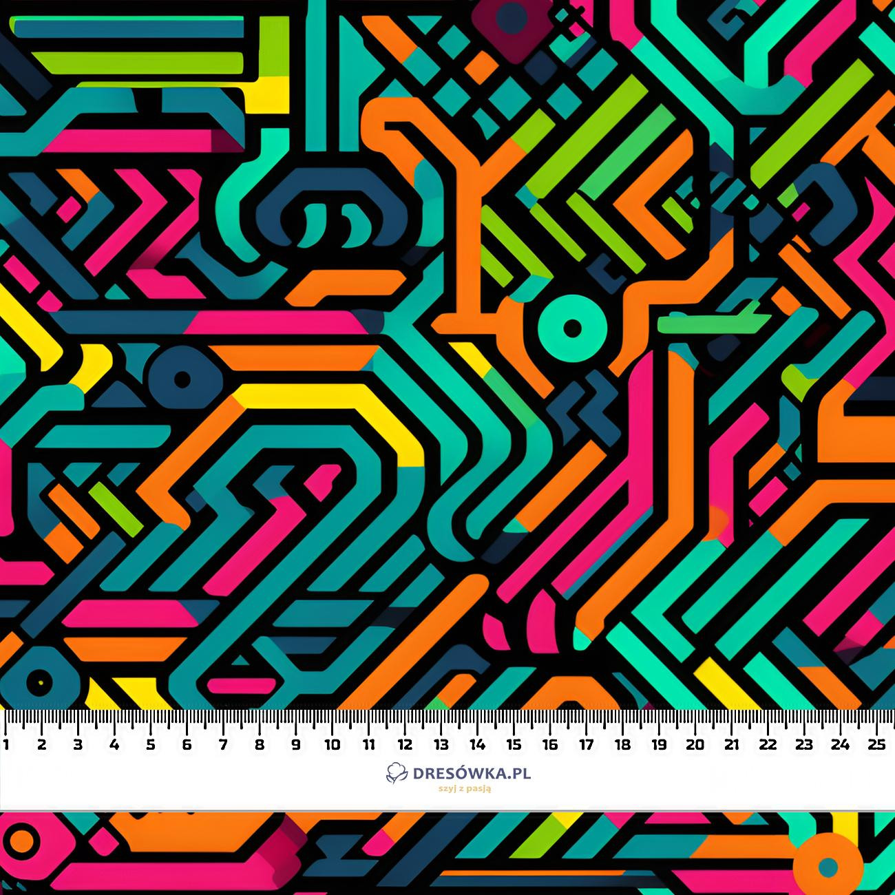 NEON ABSTRACT WZ.2 - dzianina drapana z elastanem ITY