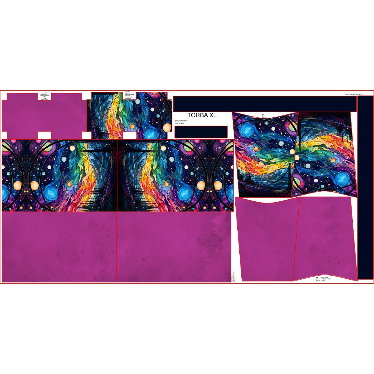 Torba XL z saszetką 2 w 1 - NEON GALAXY WZ.11 - zestaw do uszycia