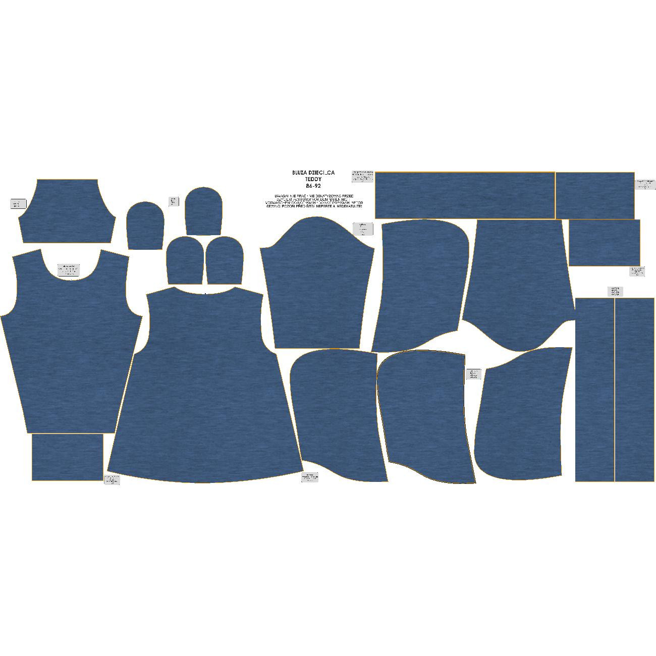 BLUZA DZIECIĘCA TEDDY (PARIS) - MELANŻ NIEBIESKI - zestaw do uszycia