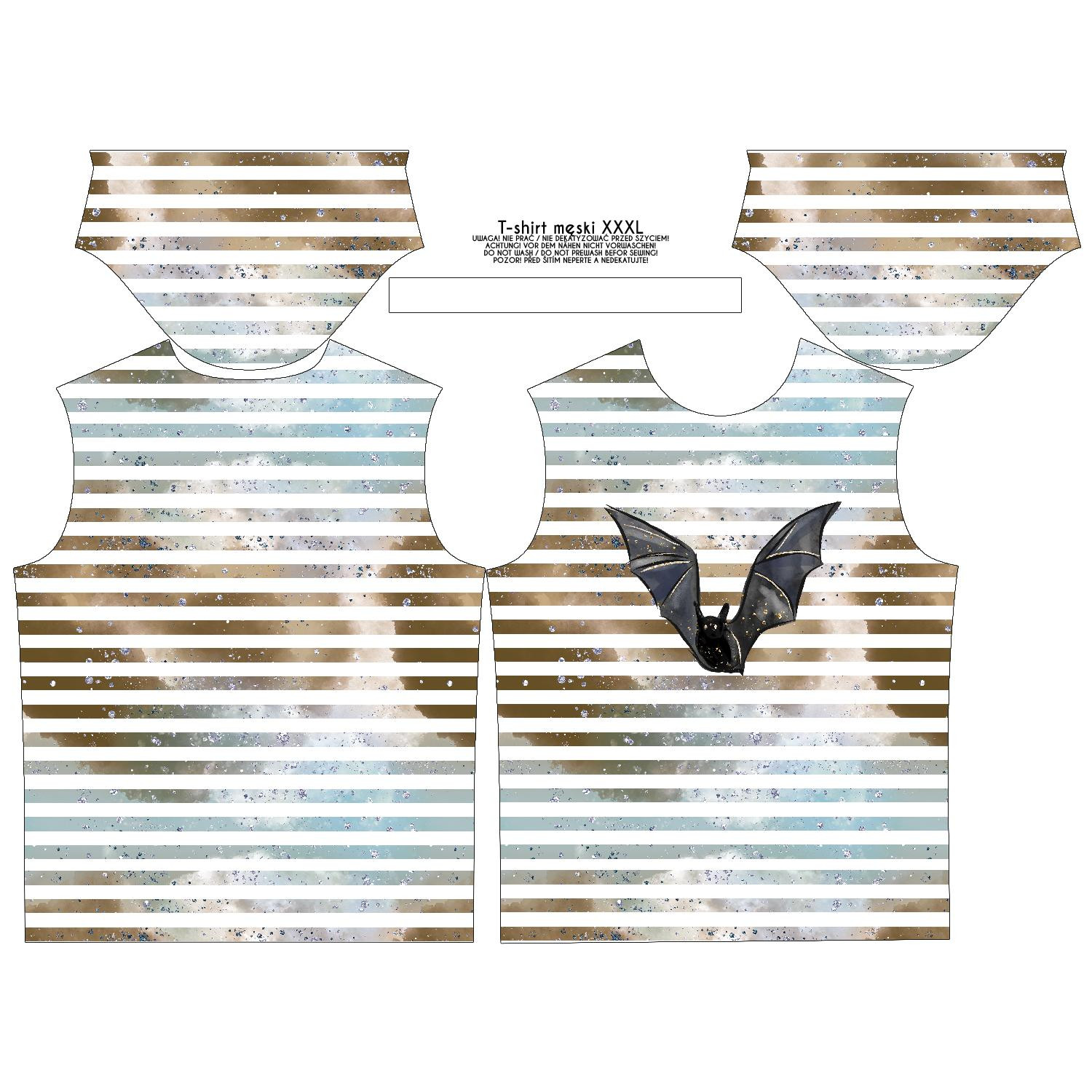 T-SHIRT MĘSKI - NIETOPERZ / paski (ZACZAROWANA NOC) - single jersey