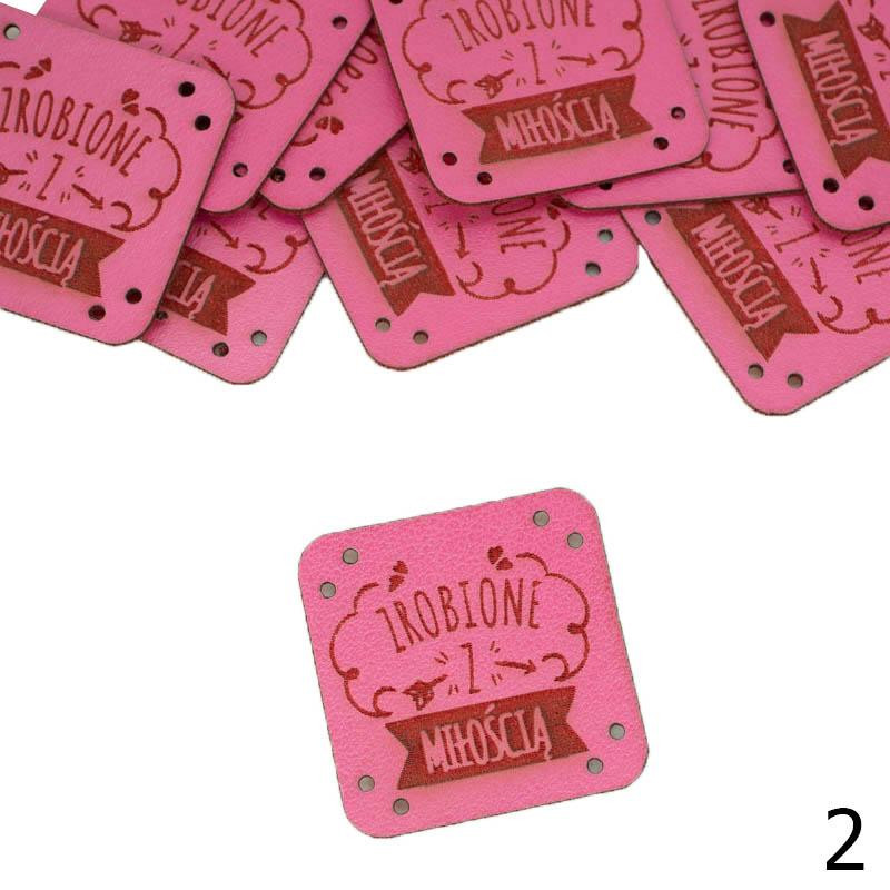 Metka ''ZROBIONE Z MIŁOŚCIĄ'' 3x3cm - kolory do wyboru 