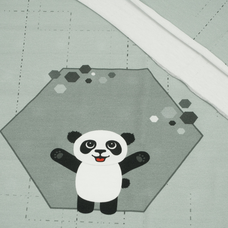 PANDA JANEK (heksagony) / szary - panel single jersey TE210