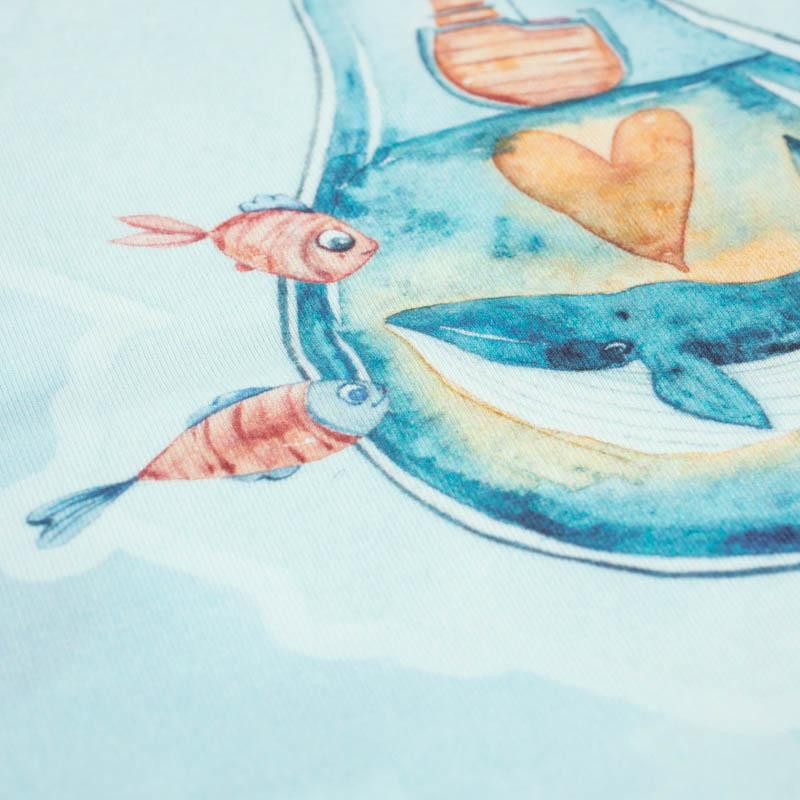 WIELORYB W ŻARÓWCE wz. 1 (MAGICZNY OCEAN) - PANEL PANORAMICZNY SINGLE JERSEY (60cm x 155cm)