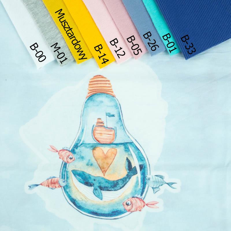 WIELORYB W ŻARÓWCE wz. 1 (MAGICZNY OCEAN) - PANEL PANORAMICZNY SINGLE JERSEY (60cm x 155cm)